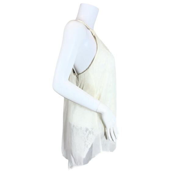 Miss Me Double Layer Lace Sequin Cream Top SZ M $89 - Picture 8 of 11